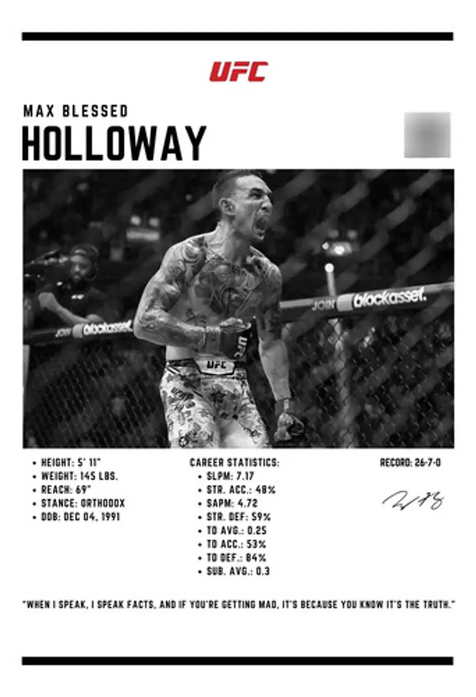 6 Cuadros De Max Blessed Holloway Ufc I | Peleador Mma 12