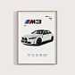Cuadro Bmw M3 2025 Blanco Deportivo + Marco - Miniatura 1