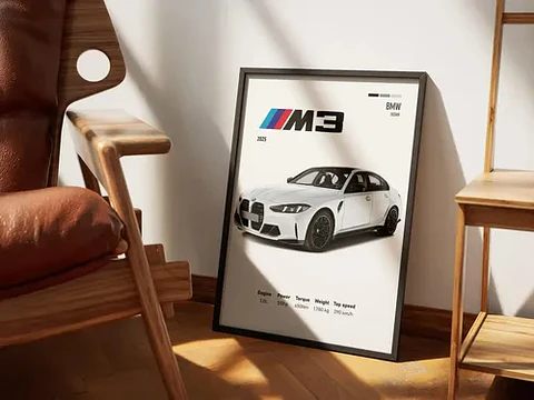 Cuadro Bmw M3 2025 Blanco Deportivo + Marco