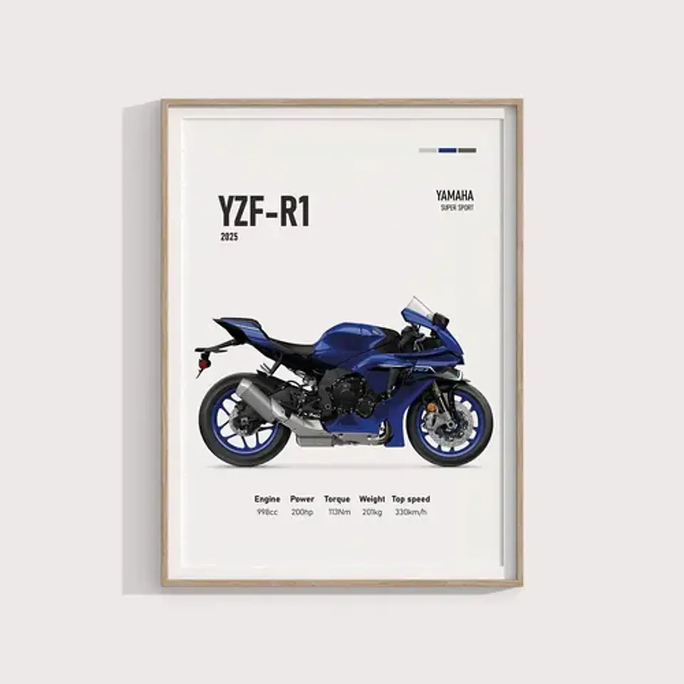 Cuadro Yamaha Yzf-r1 2025 Deportivo + Marco 1