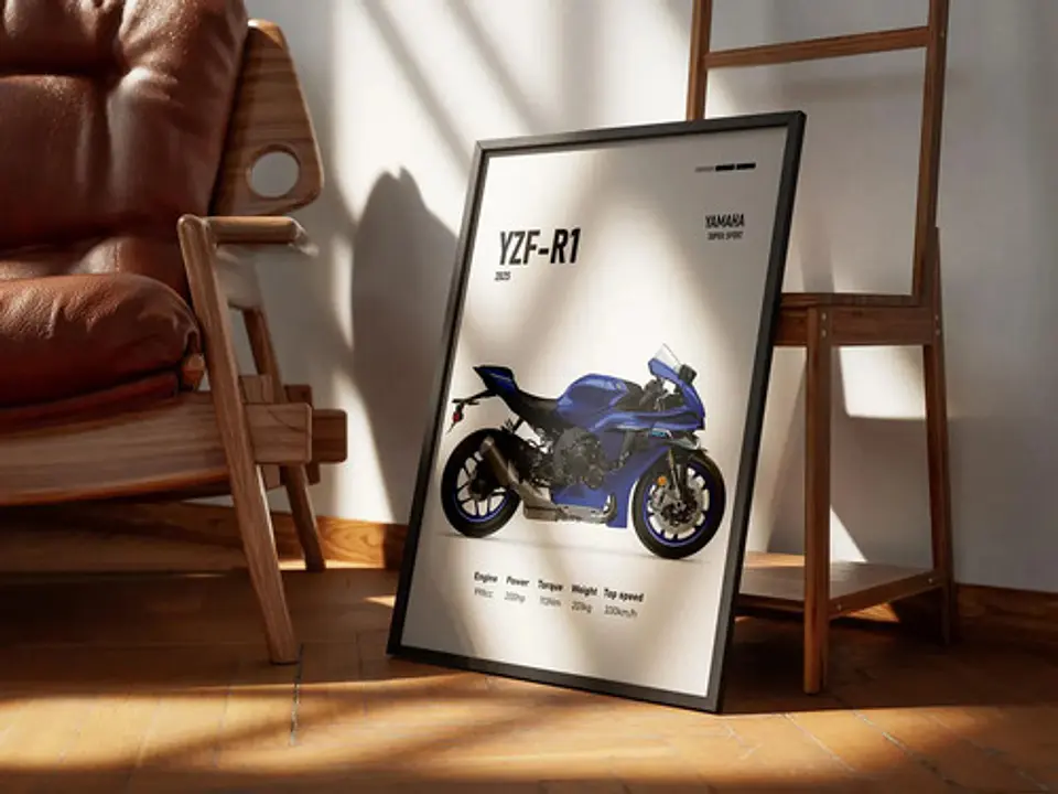 Cuadro Yamaha Yzf-r1 2025 Deportivo + Marco 3