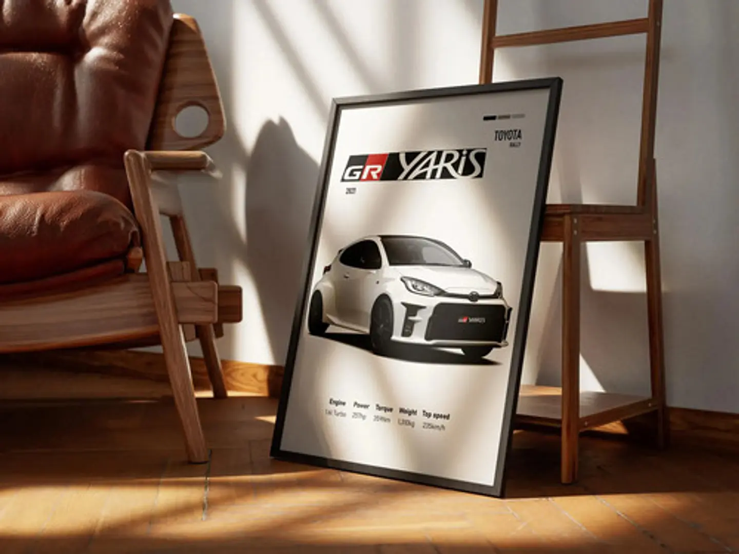 Cuadro Auto Toyota Gr Yaris + Marco Negro 3
