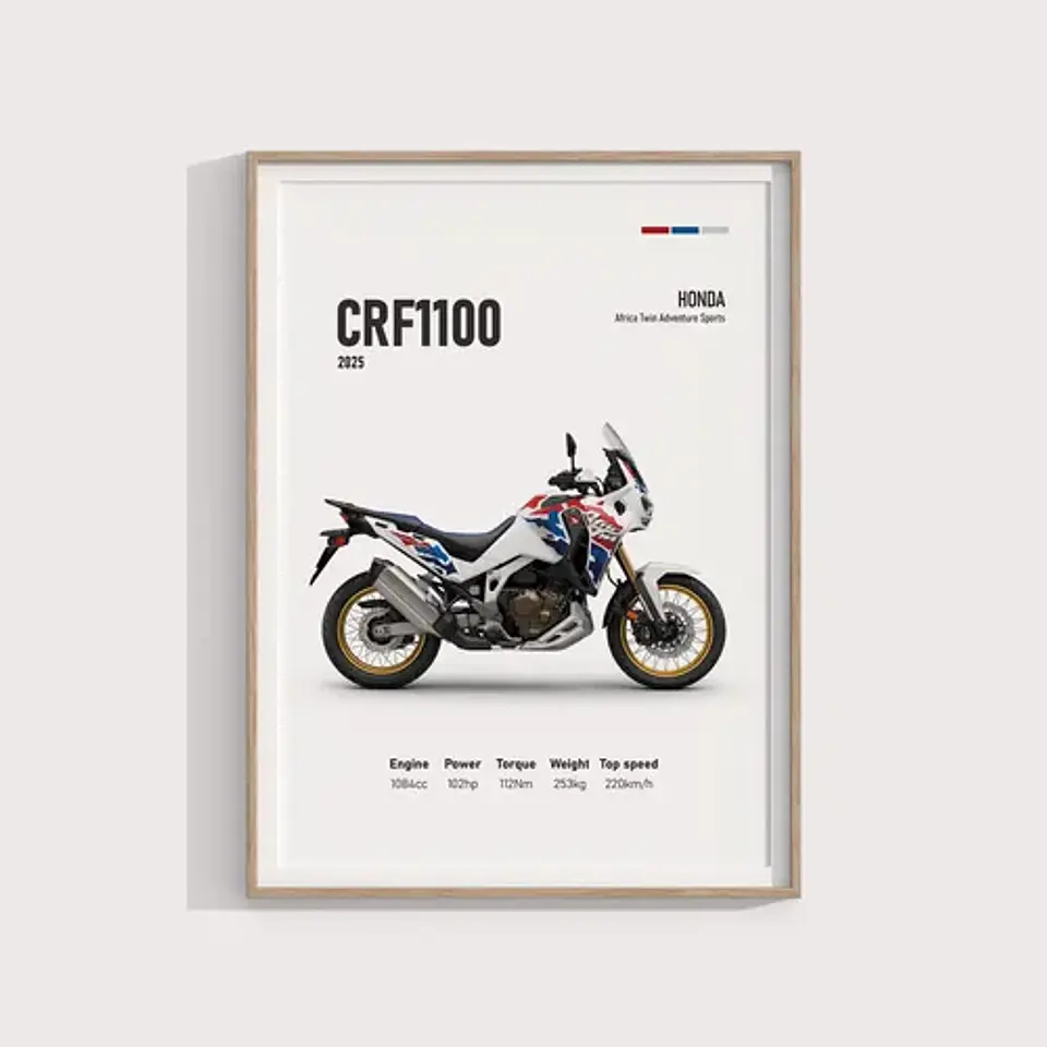 Cuadro Moto Honda Africa Twin Crf Deportivo + Marco 1