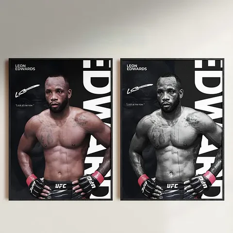 Cuadro Ufc Leon Edwards Campeón Peso Wélter + Marco Negro