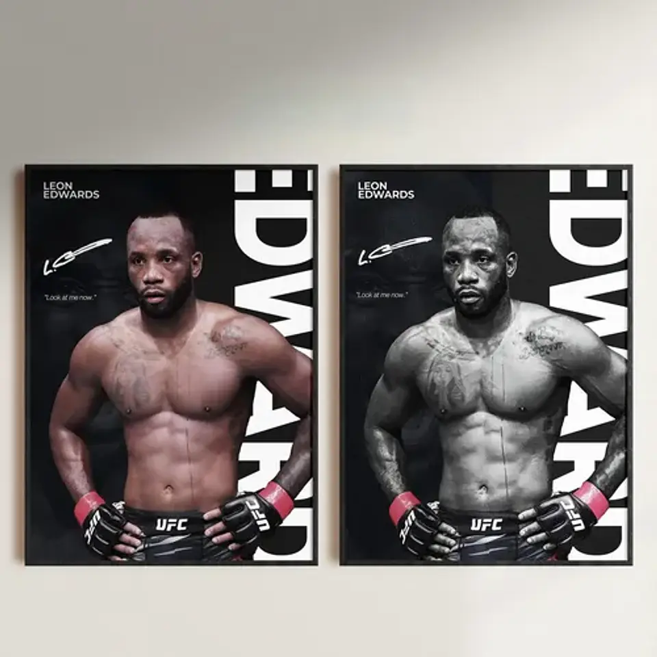 Cuadro Ufc Leon Edwards Campeón Peso Wélter + Marco Negro 1