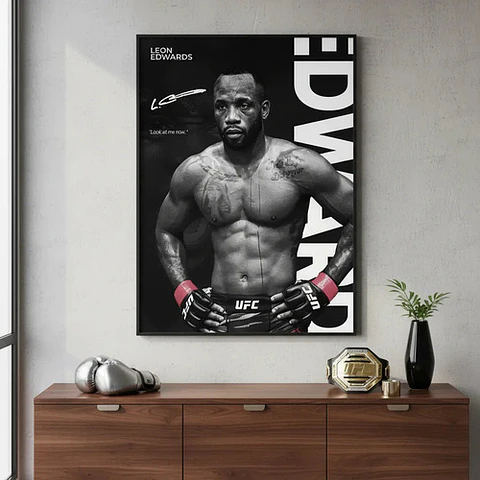 Cuadro Ufc Leon Edwards Campeón Peso Wélter + Marco Negro