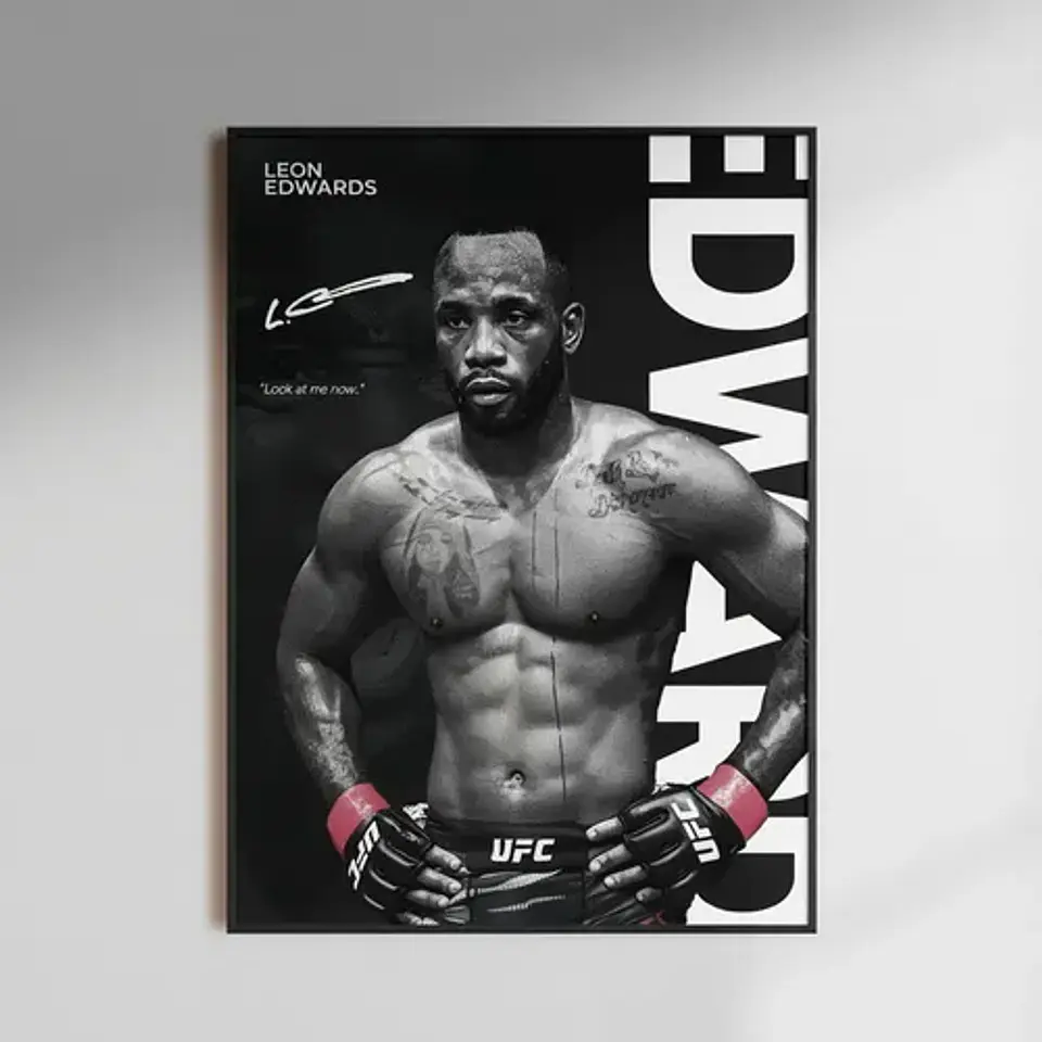 Cuadro Ufc Leon Edwards Campeón Peso Wélter + Marco Negro 3