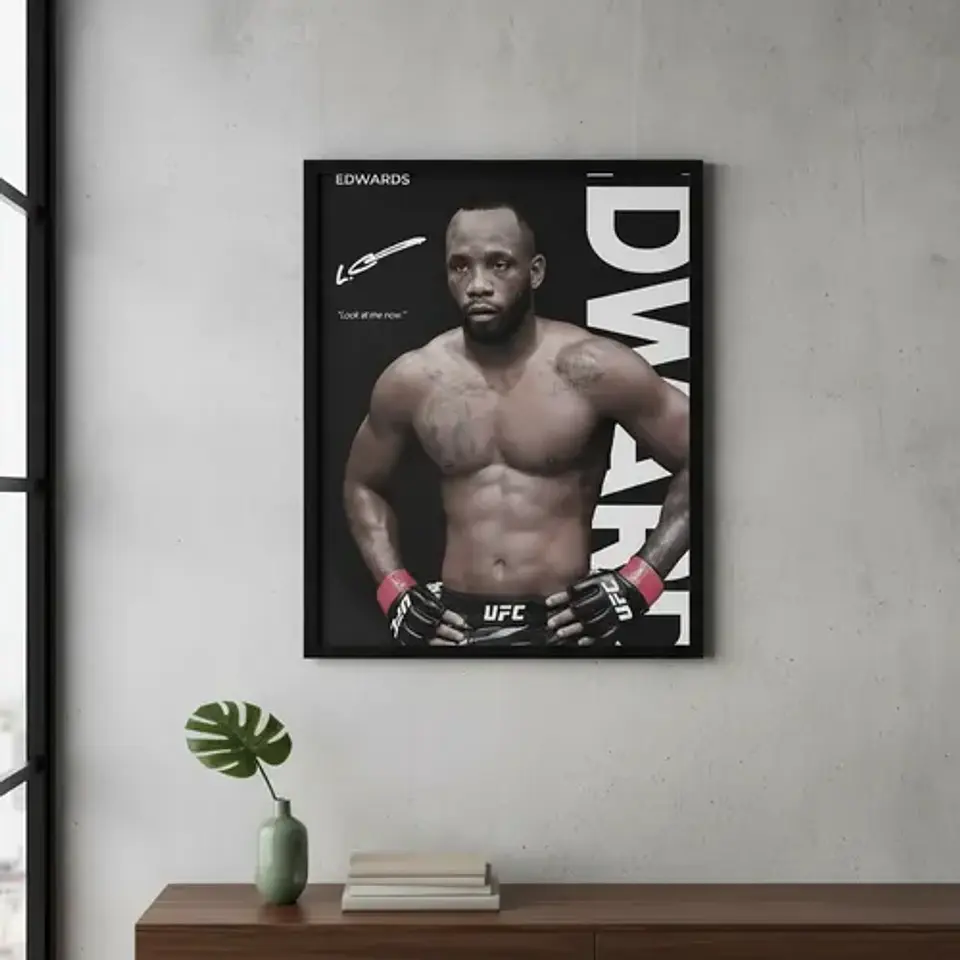 Cuadro Ufc Leon Edwards Campeón Peso Wélter + Marco Negro 5