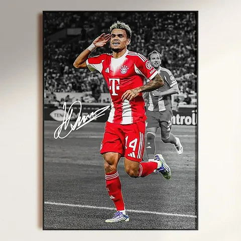 Cuadro Luis Díaz Bayern Munich Firmado + Marco
