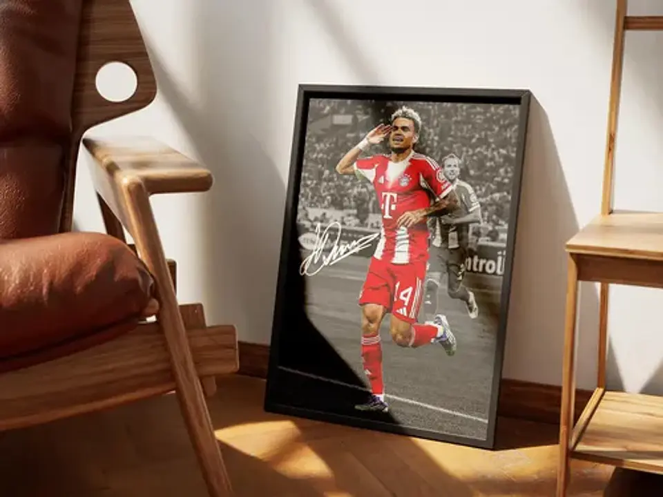 Cuadro Luis Díaz Bayern Munich Firmado + Marco 2
