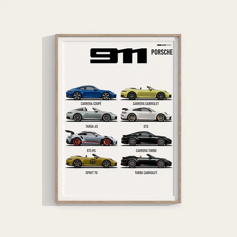 Cuadro Colección Porsche 911 + Marco Negro