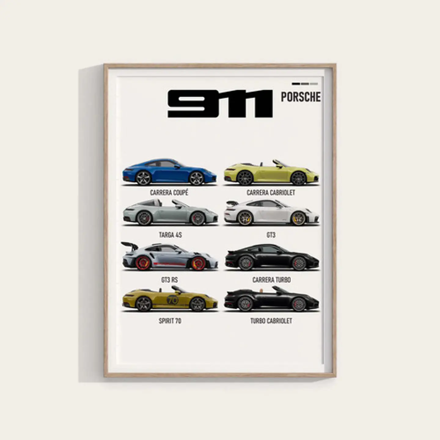Cuadro Colección Porsche 911 + Marco Negro 1