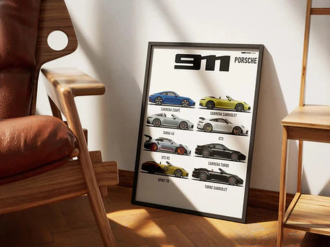Cuadro Colección Porsche 911 + Marco Negro