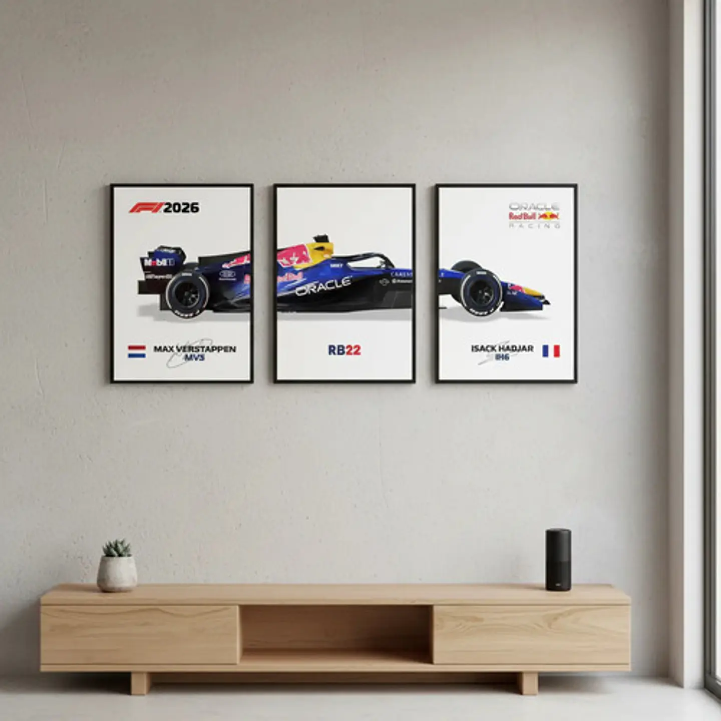 Set De 3 Cuadros Red Bull F1 Rb22: Verstappen Y Hadjar 2026 2