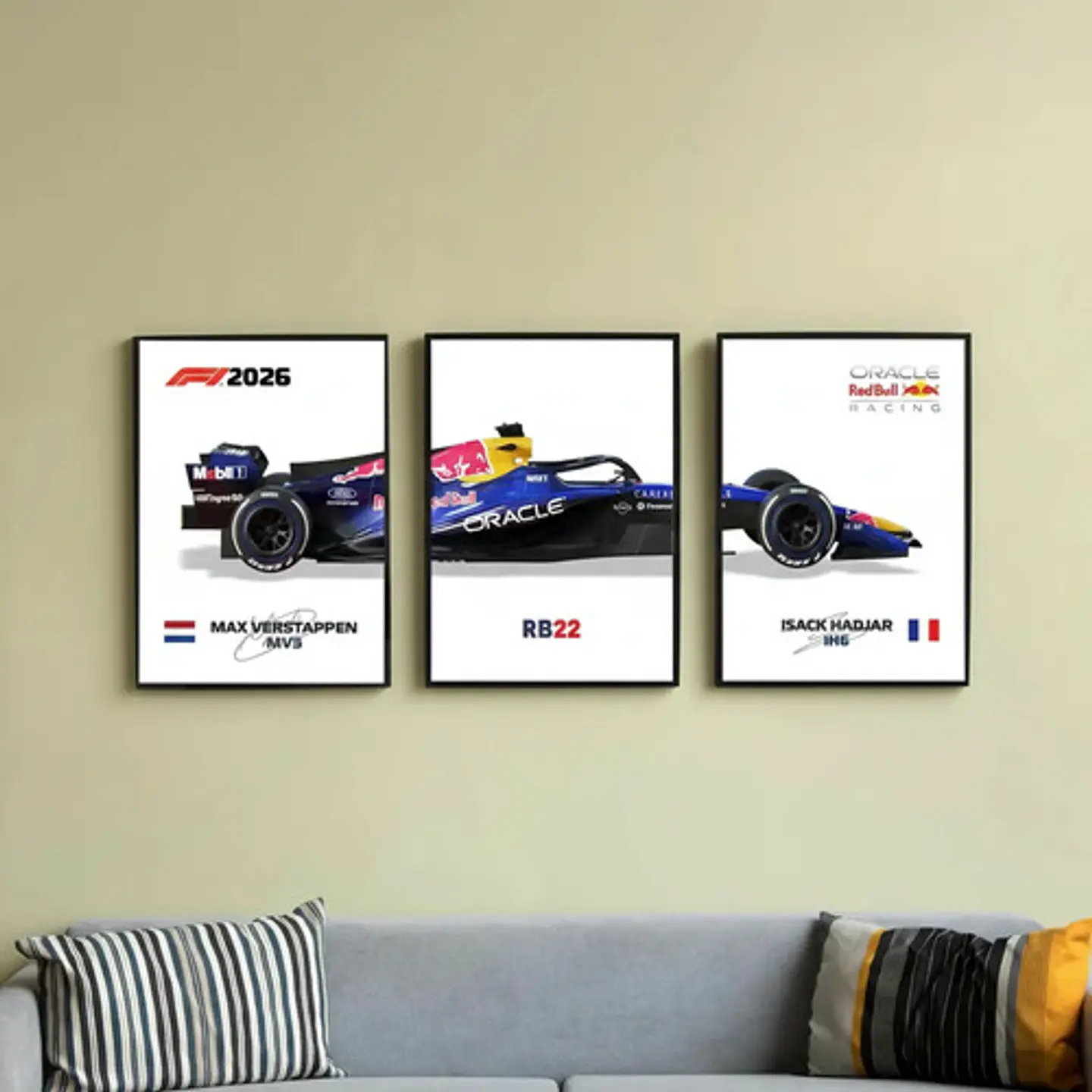 Set De 3 Cuadros Red Bull F1 Rb22: Verstappen Y Hadjar 2026 3