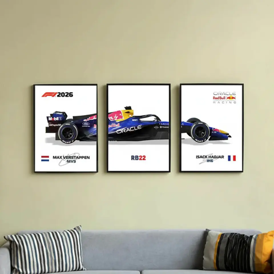 Set De 3 Cuadros Red Bull F1 Rb22: Verstappen Y Hadjar 2026 3