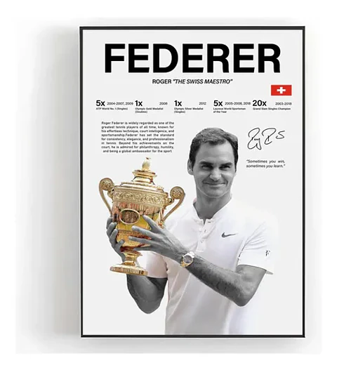 Cuadro Roger Federer Tenis Maestro Suizo + Marco