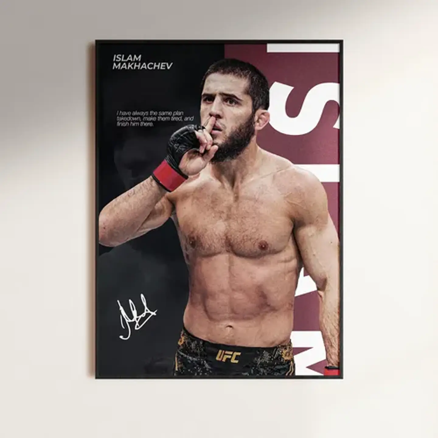 Cuadro Ufc Islam Makhachev Campeón 2026 Peso Ligero + Marco 1