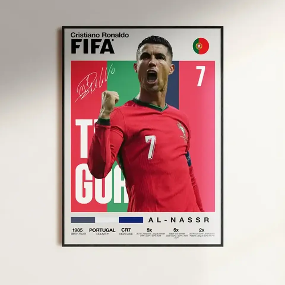 Cuadro Cristiano Ronaldo Cr7 Leyenda Portugal + Marco 1