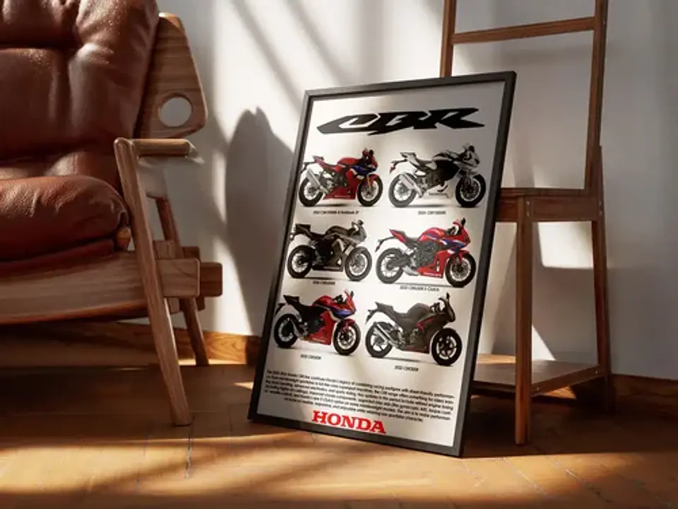 Cuadro Moto Honda Cbr Superbike 2026 Colección + Marco Negro 3