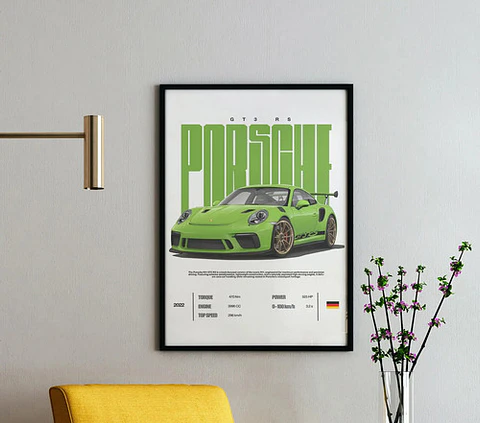 Cuadro Porsche 911 Gt3 Rs Verde Lima + Marco