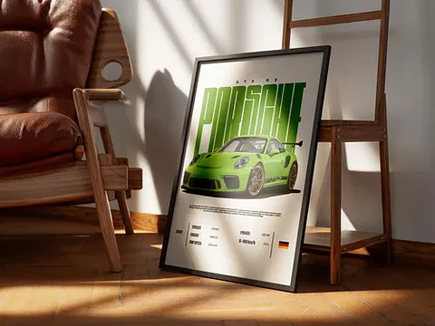 Cuadro Porsche 911 Gt3 Rs Verde Lima + Marco