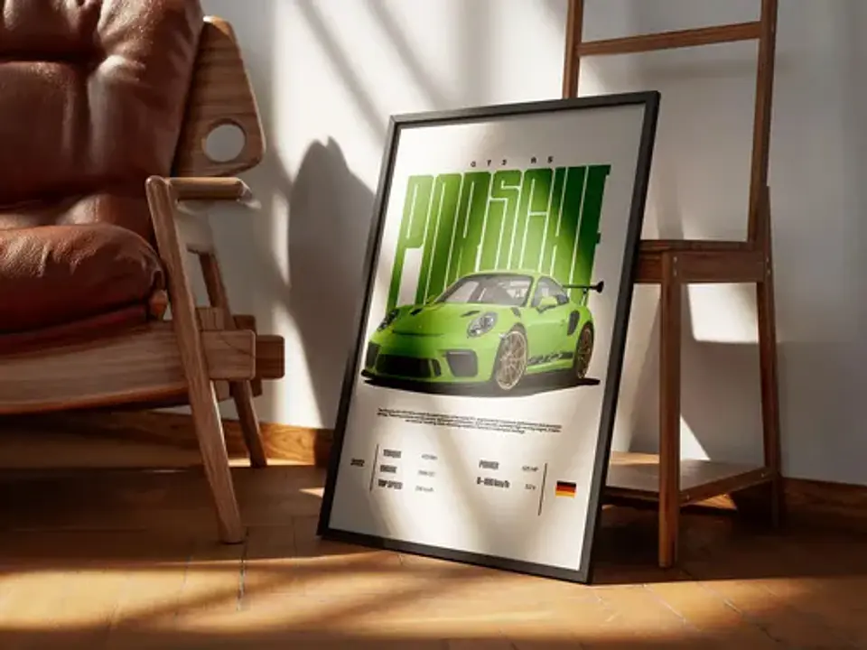 Cuadro Porsche 911 Gt3 Rs Verde Lima + Marco 2