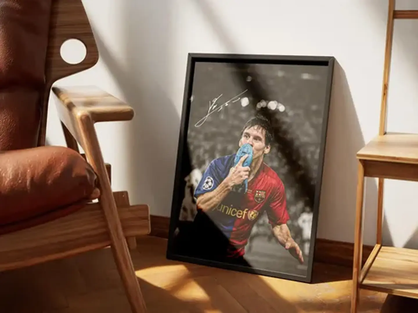 Cuadro Lionel Messi Barcelona Firmado Futbol + Marco 2