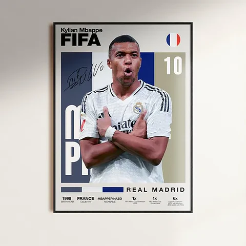 Cuadro Kylian Mbappé Leyenda Real Madrid + Marco