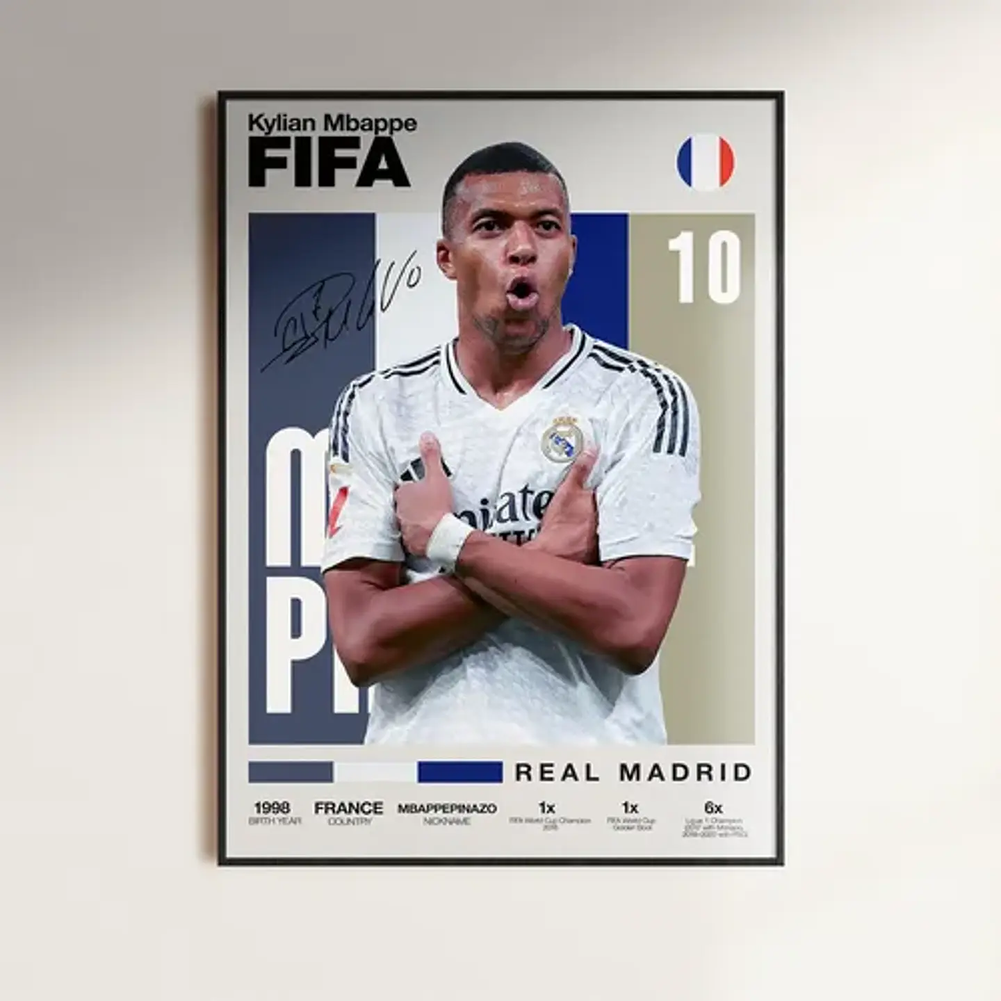 Cuadro Kylian Mbappé Leyenda Real Madrid + Marco 1