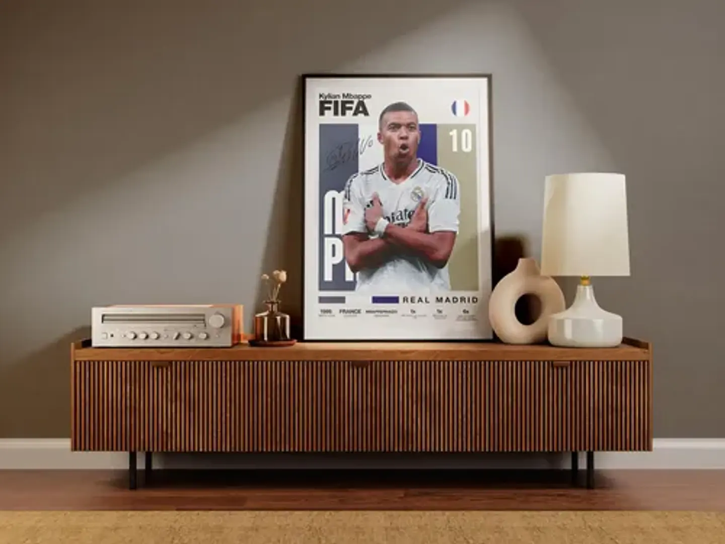 Cuadro Kylian Mbappé Leyenda Real Madrid + Marco 2