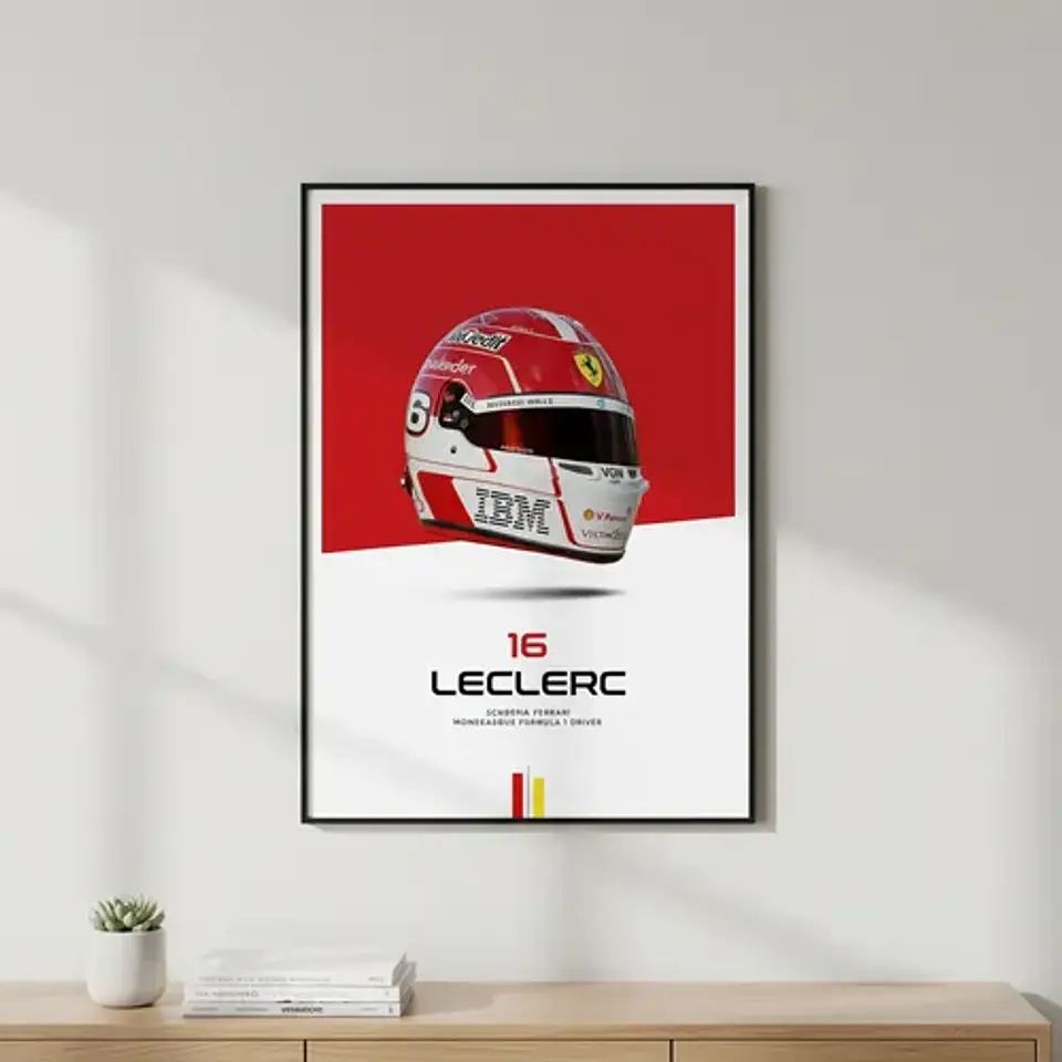 Cuadro Charles Leclerc F1 Casco Ferrari | Piloto Fórmula 1 2