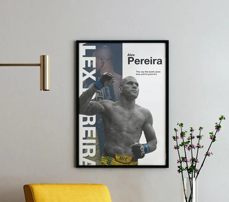 Cuadro Ufc Alex Pereira  Cuadro Premium Con Marco Negro 1