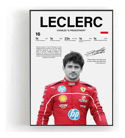 Cuadro Charles Leclerc F1 Leyenda De Ferrari + Marco