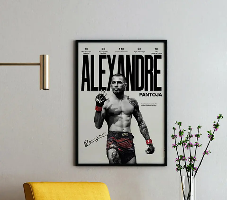 Cuadro Ufc Alexandre Pantoja Peso Mosca + Marco Negro 1