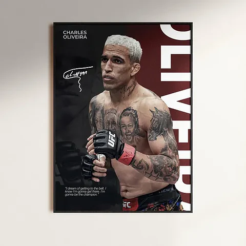 Cuadro Ufc Charles Oliveira Peso Ligero + Marco Negro