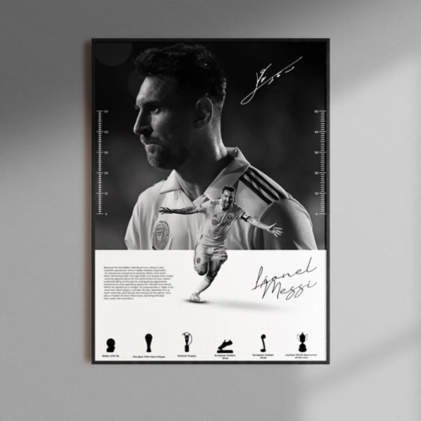 Cuadro Fútbol Lionel Messi Futbolista + Marco Negro 1