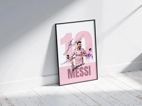 Cuadro Lionel Messi Inter De Miami | Fútbol + Marco