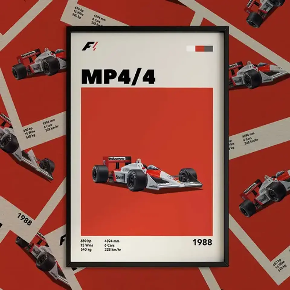 Cuadro Mclaren Mp4/4 F1 | Senna Automovilismo + Marco 1