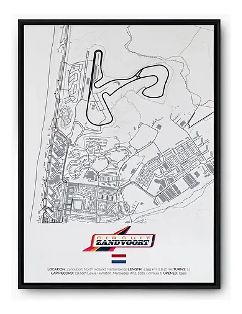 Cuadro Circuito Zandvoort F1 Países Bajos Formula 1 + Marco