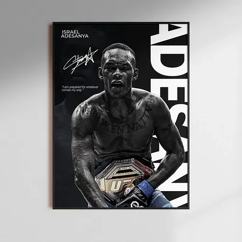 Cuadro Ufc Israel Adesanya Campeón Peso Medio + Marco Negro