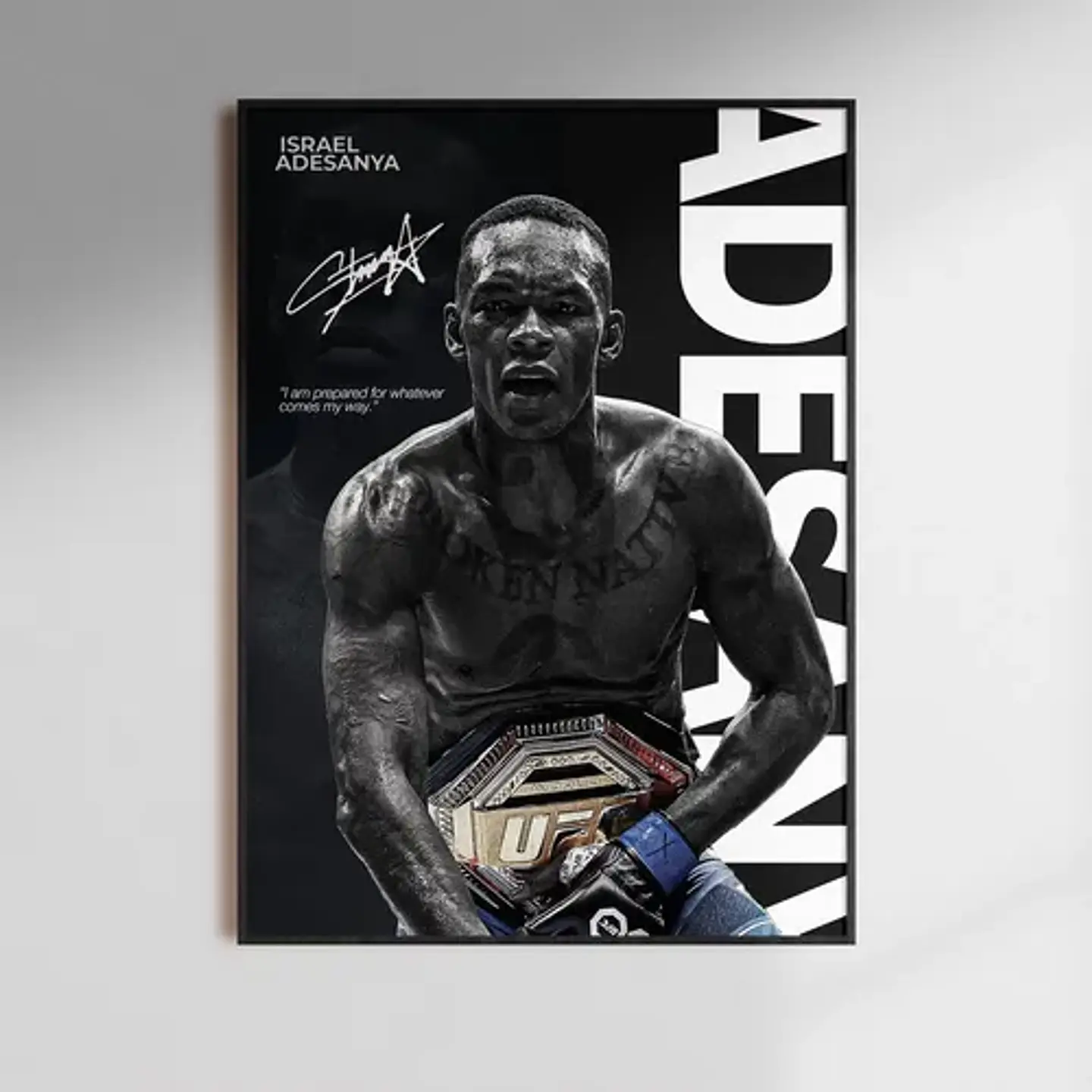 Cuadro Ufc Israel Adesanya Campeón Peso Medio + Marco Negro 1