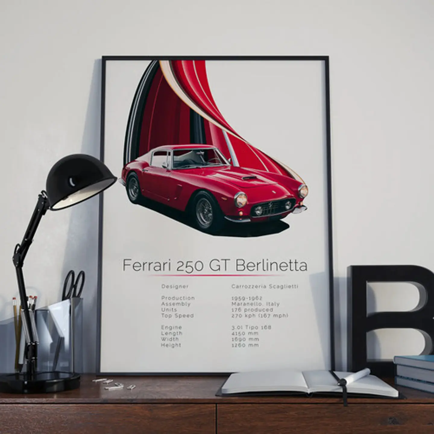 Cuadro Auto Ferrari 250 Gt Berlinetta 1959 Clásico + Marco 3