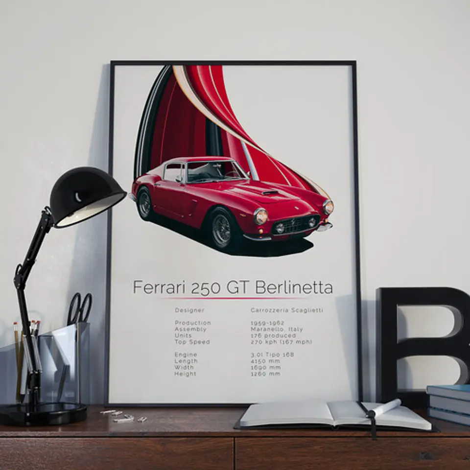 Cuadro Auto Ferrari 250 Gt Berlinetta 1959 Clásico + Marco 3