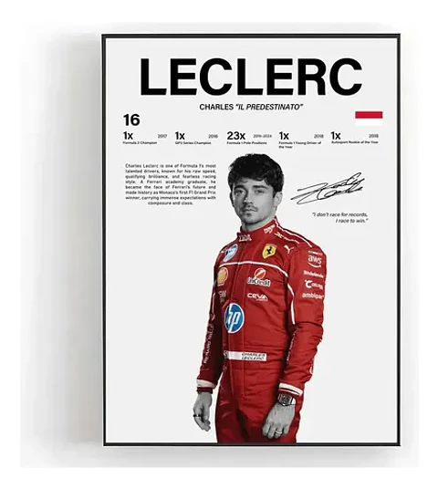 Cuadro Charles Leclerc F1 Ídolo De Ferrari + Marco