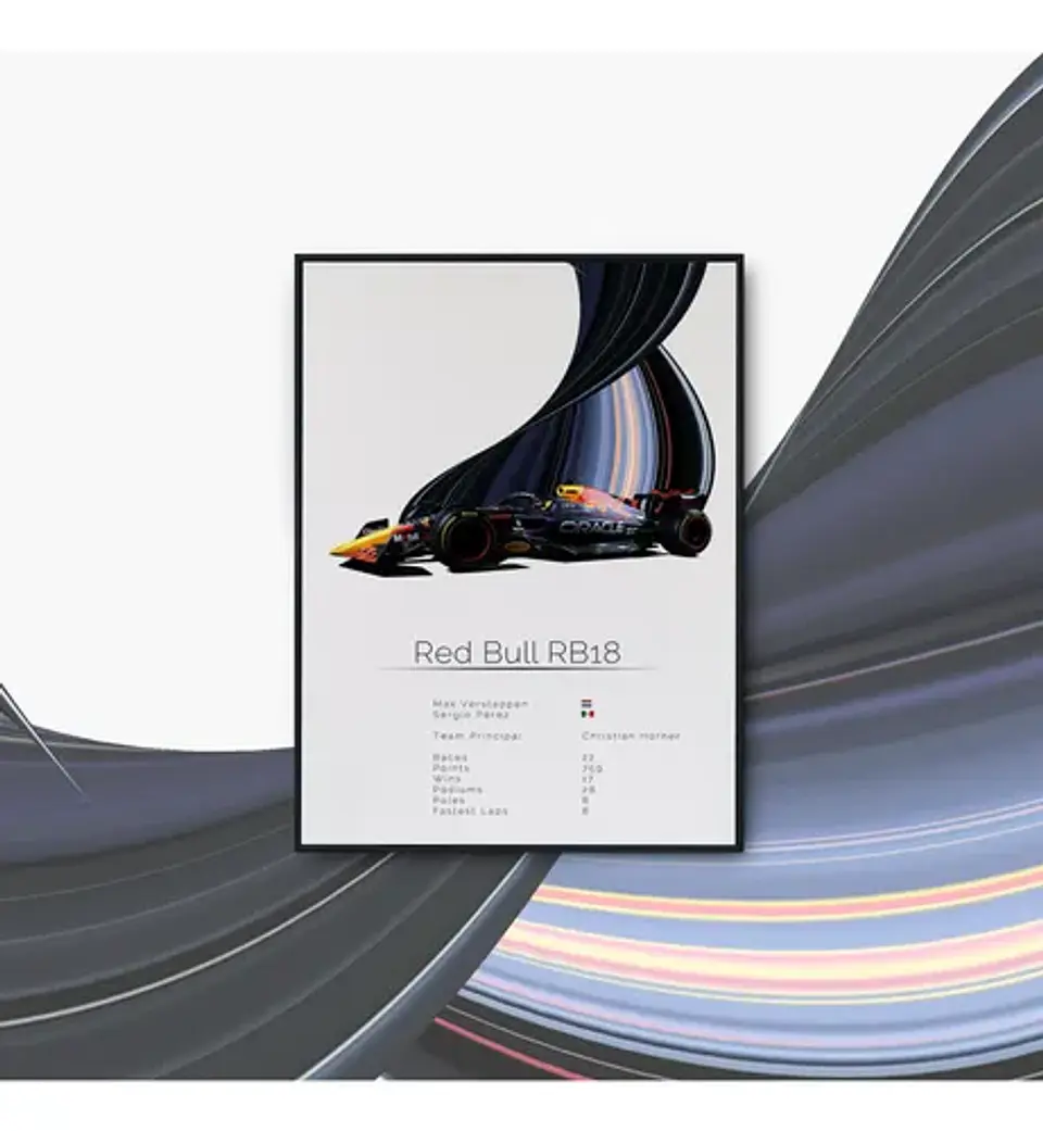 Cuadro Auto Red Bull Rb18 Colección F1 Fórmula 1 + Marco 1
