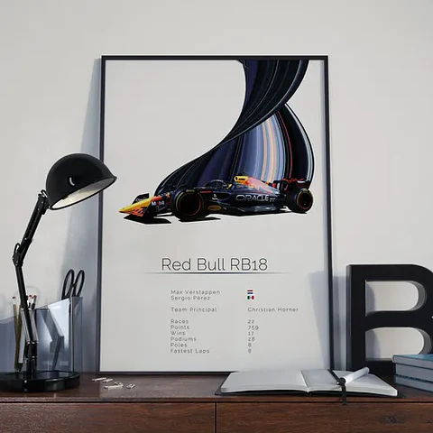 Cuadro Auto Red Bull Rb18 Colección F1 Fórmula 1 + Marco