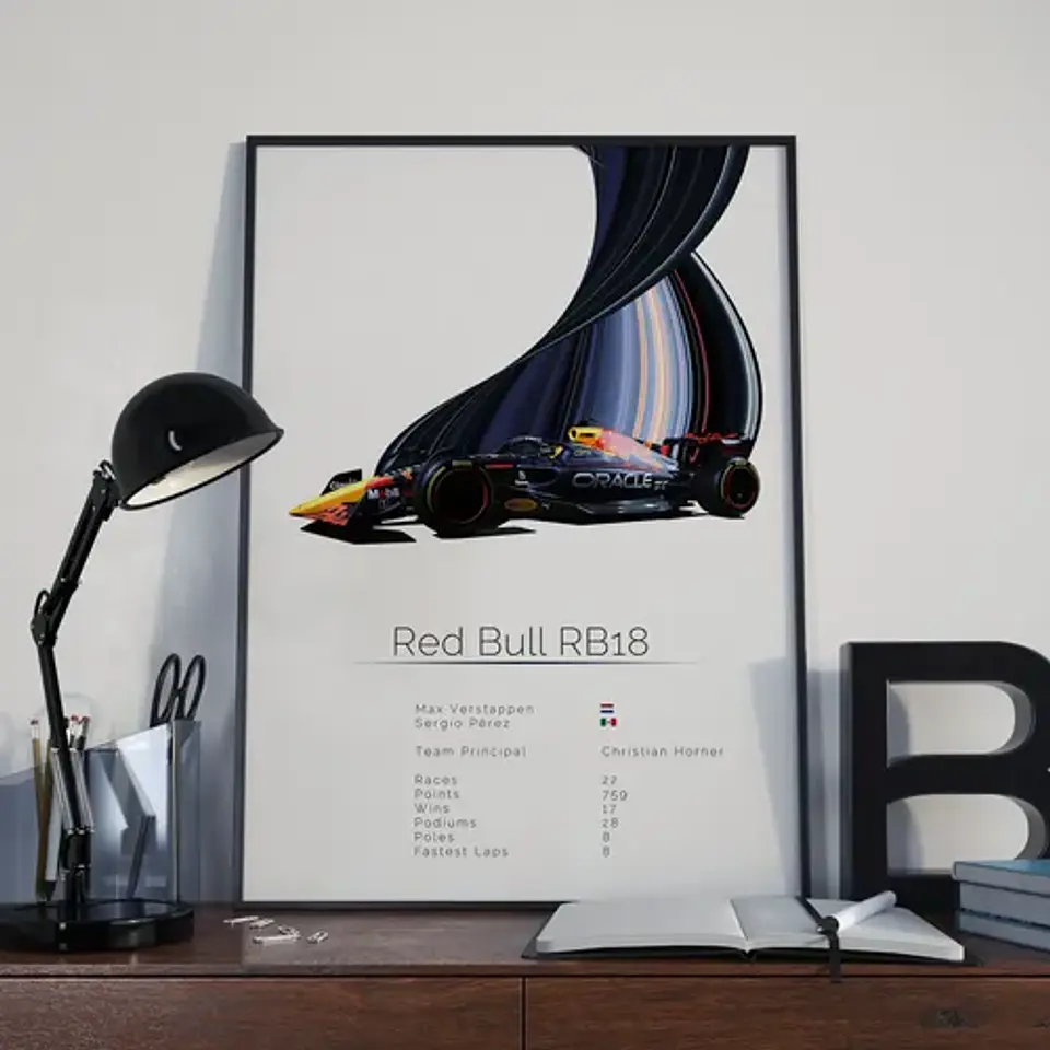 Cuadro Auto Red Bull Rb18 Colección F1 Fórmula 1 + Marco 2