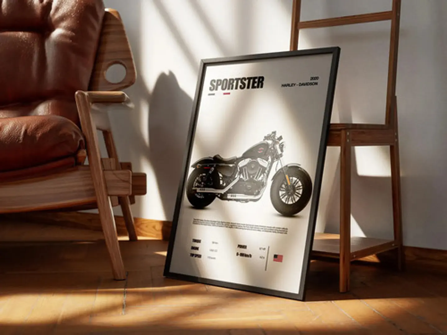 Cuadro Moto Harley Davidson Sportster + Marco 2