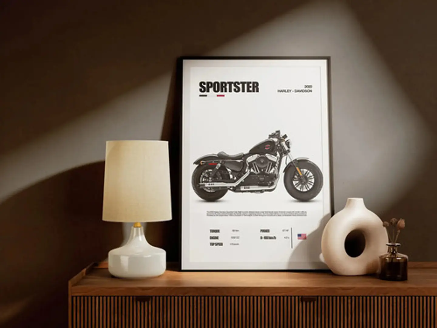 Cuadro Moto Harley Davidson Sportster + Marco 3
